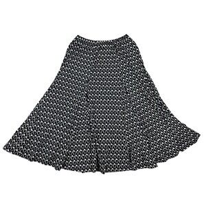 Blair Black Print A-Line Flared Jersey Knit Midi Skirt PS Office Work Travel